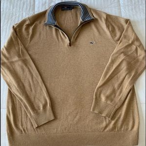 Vineyard Vines 1/4 zip sweater, Tan, Size Large
